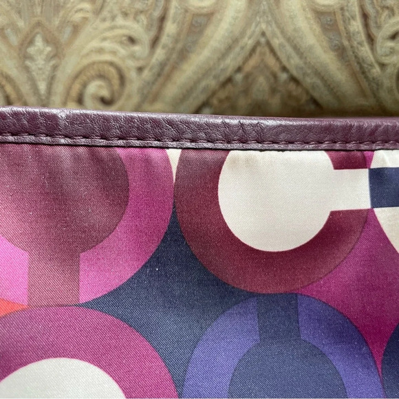 Coach F26843 Multicolor OP Art Sateen Signature Scarf Print Park Carrie Handbag - Picture 5 of 14